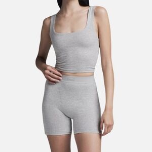 SKIMS 2 Piece Ribbed Cotton Tank Top and Boxer Set - New